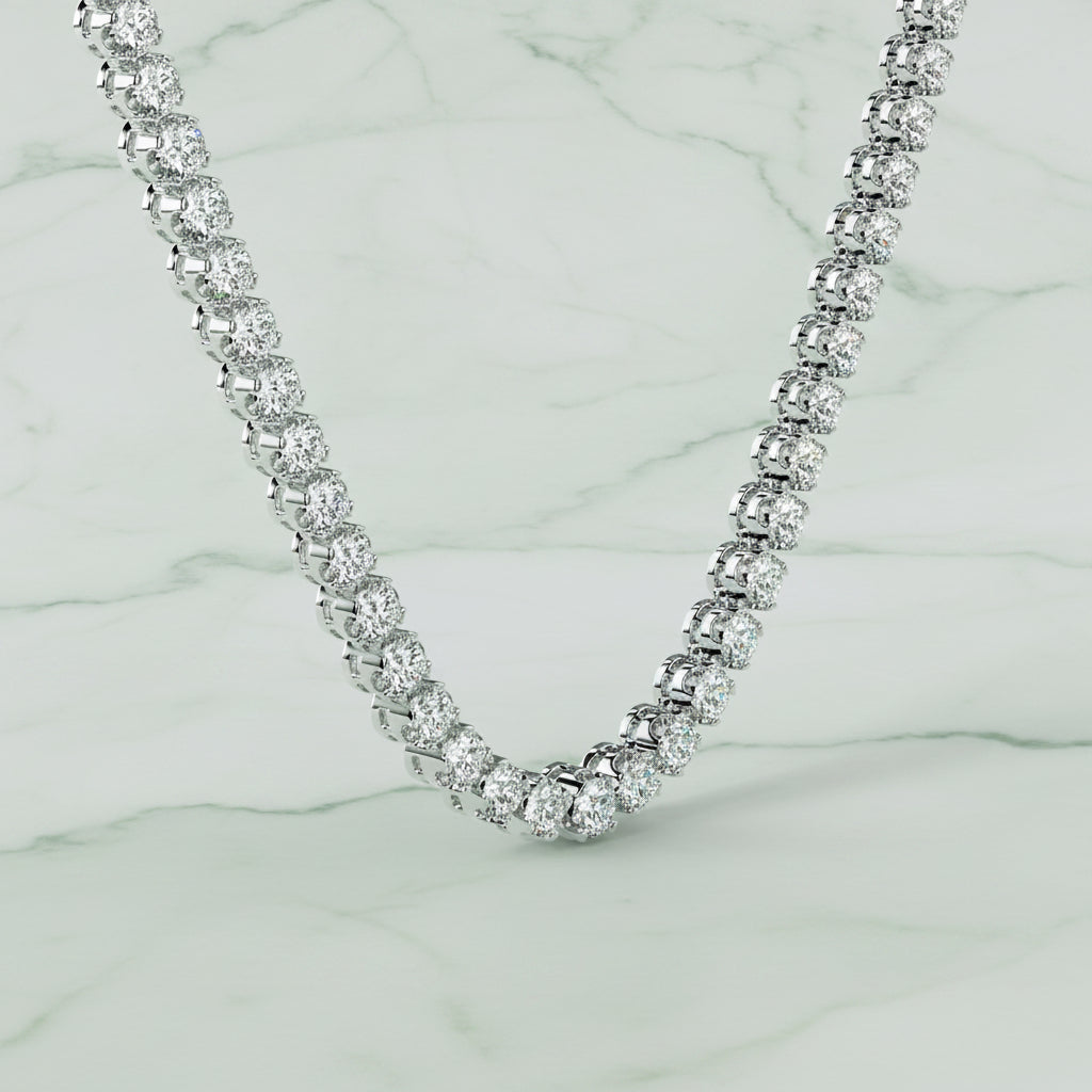 Diamond necklace on a beige background