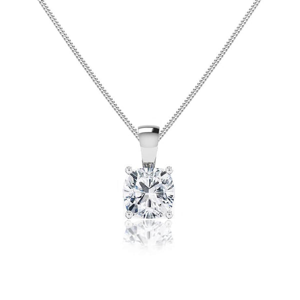 Cushion Cut Lab Diamond 4 Claw Drop Pendant