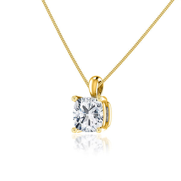 Cushion Cut Lab Diamond 4 Claw Drop Pendant